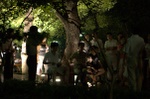 GuangZhou at night. Locals playing music and singing traditional music.