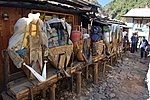 Porters taking a tea break leave their loads outside