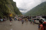 Crossing the border from Kodari, Nepal